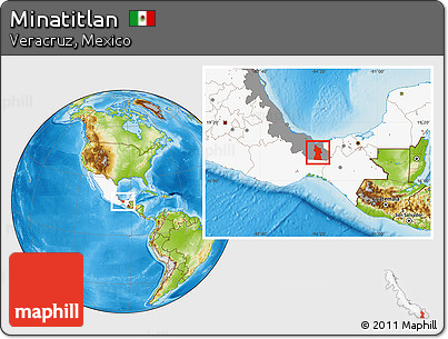 Physical Location Map of Minatitlan, highlighted country, highlighted parent region