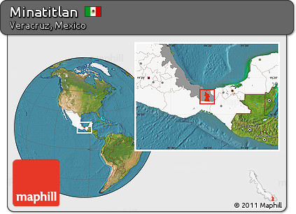 Satellite Location Map of Minatitlan, highlighted country, highlighted parent region