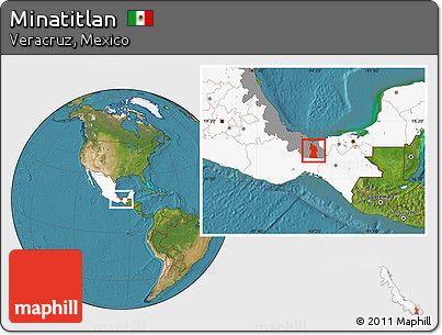 Satellite Location Map of Minatitlan, highlighted country, highlighted parent region