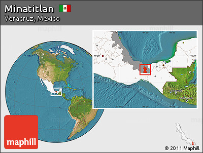 Satellite Location Map of Minatitlan, highlighted country, highlighted parent region