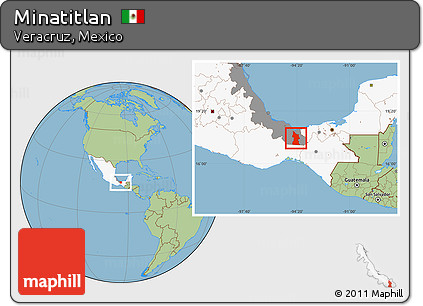 Savanna Style Location Map of Minatitlan, highlighted country, highlighted parent region