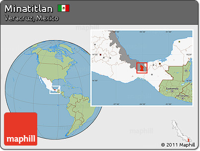Savanna Style Location Map of Minatitlan, highlighted country, highlighted parent region