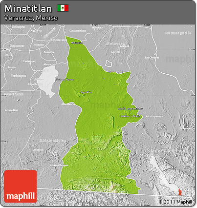 Physical Map of Minatitlan, lighten, desaturated