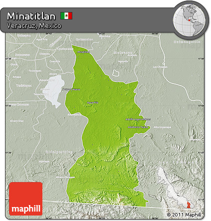 Physical Map of Minatitlan, lighten, semi-desaturated