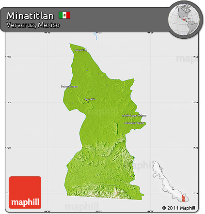 Physical Map of Minatitlan, single color outside