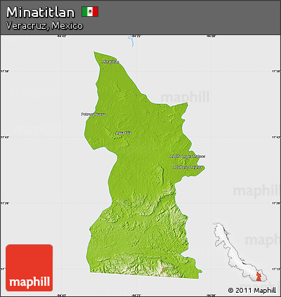 Physical Map of Minatitlan, single color outside