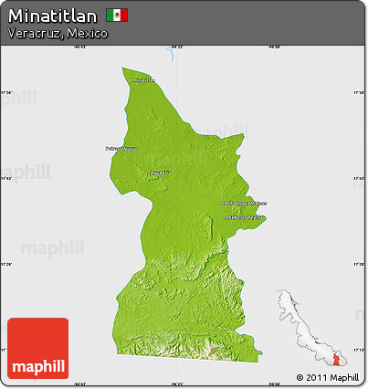 Physical Map of Minatitlan, single color outside