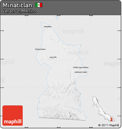 Silver Style Map of Minatitlan, single color outside