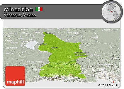 Physical Panoramic Map of Minatitlan, lighten, semi-desaturated