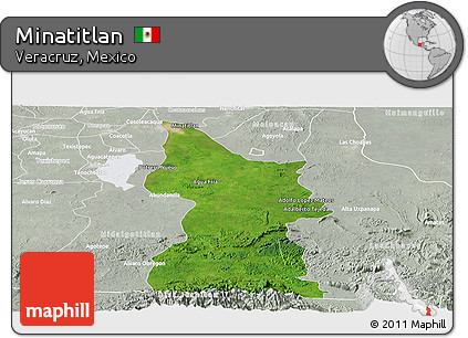 Satellite Panoramic Map of Minatitlan, lighten, semi-desaturated