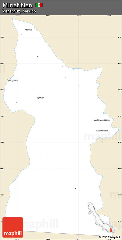 Classic Style Simple Map of Minatitlan, single color outside