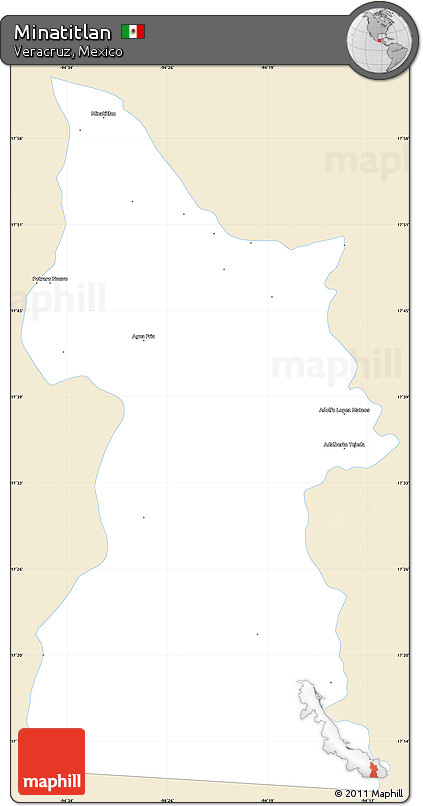 Classic Style Simple Map of Minatitlan, single color outside