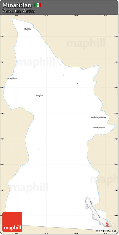 Classic Style Simple Map of Minatitlan, single color outside