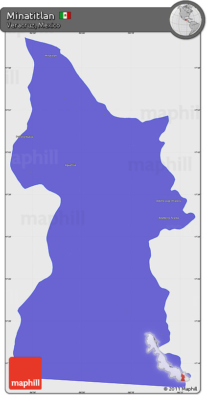 Political Simple Map of Minatitlan, single color outside