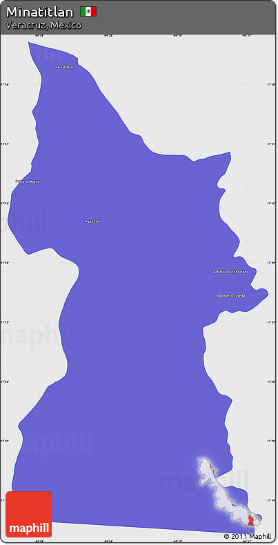 Political Simple Map of Minatitlan, single color outside