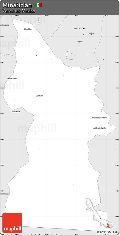Silver Style Simple Map of Minatitlan