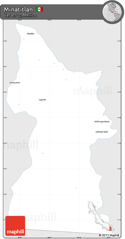 Silver Style Simple Map of Minatitlan, single color outside