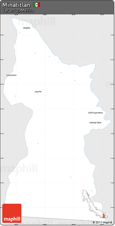 Silver Style Simple Map of Minatitlan, single color outside