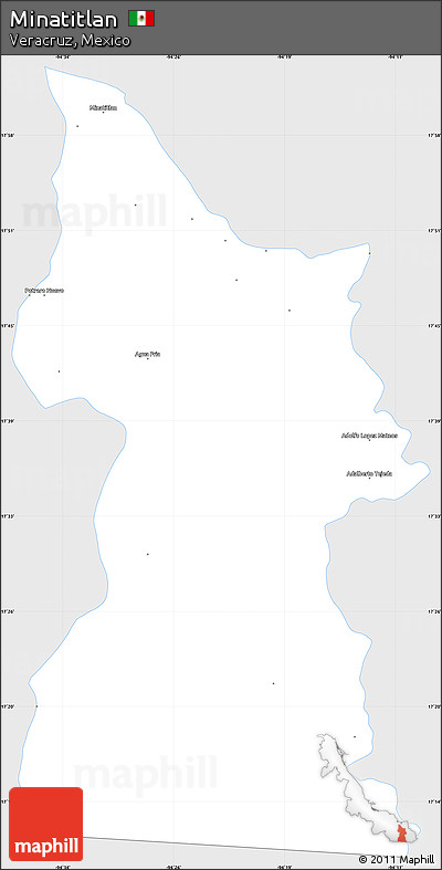 Silver Style Simple Map of Minatitlan, single color outside