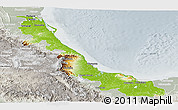 Physical Panoramic Map of Veracruz, lighten, semi-desaturated
