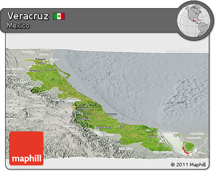 Satellite Panoramic Map of Veracruz, lighten, semi-desaturated