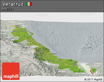 Satellite Panoramic Map of Veracruz, lighten, semi-desaturated