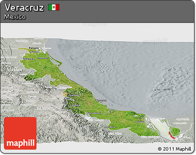 Satellite Panoramic Map of Veracruz, lighten, semi-desaturated