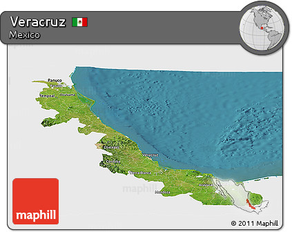 Satellite Panoramic Map of Veracruz, single color outside