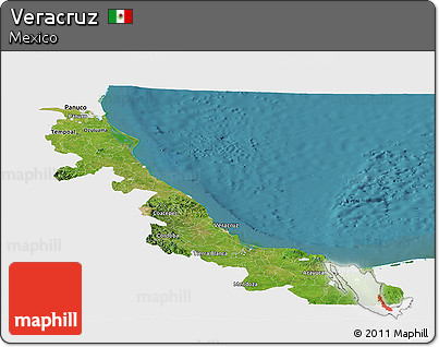 Satellite Panoramic Map of Veracruz, single color outside
