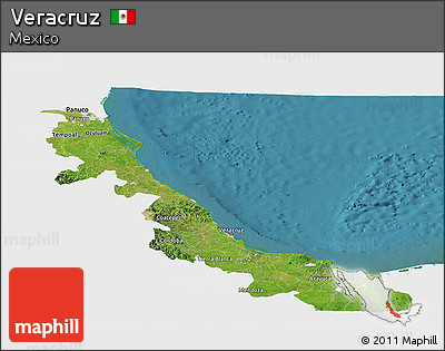 Satellite Panoramic Map of Veracruz, single color outside