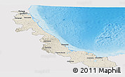 Shaded Relief Panoramic Map of Veracruz, single color outside
