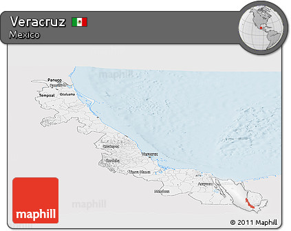 Silver Style Panoramic Map of Veracruz, single color outside