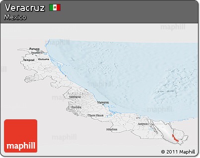 Silver Style Panoramic Map of Veracruz, single color outside