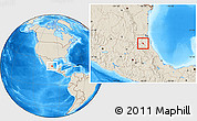 Shaded Relief Location Map of Platon Sanchez
