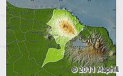 Physical Map of San Andres Tuxtla, darken