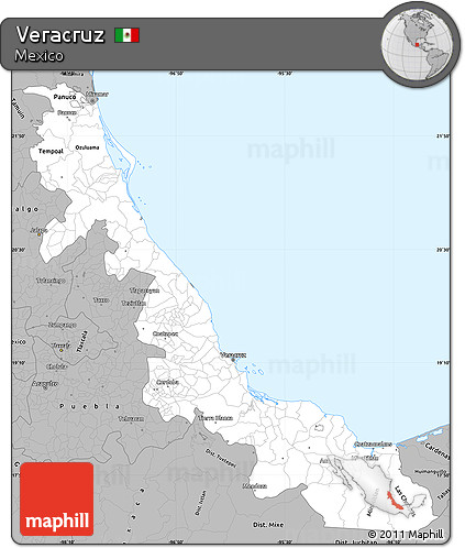 Gray Simple Map of Veracruz