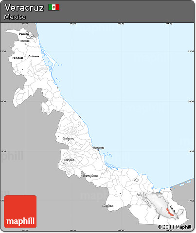 Gray Simple Map of Veracruz, single color outside