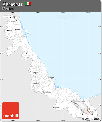 Silver Style Simple Map of Veracruz, single color outside