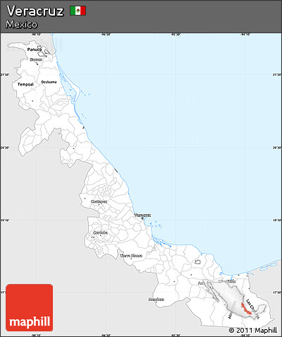 Silver Style Simple Map of Veracruz, single color outside