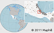 Gray Location Map of Soledad Atzompa, highlighted country, highlighted parent region, hill shading
