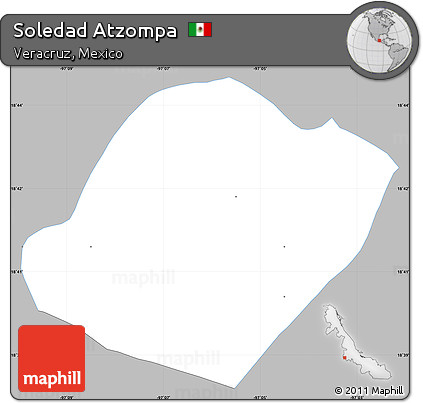 Gray Simple Map of Soledad Atzompa, single color outside