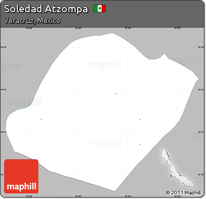 Gray Simple Map of Soledad Atzompa, single color outside