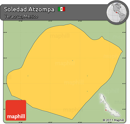 Savanna Style Simple Map of Soledad Atzompa, cropped outside