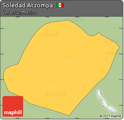 Savanna Style Simple Map of Soledad Atzompa, cropped outside