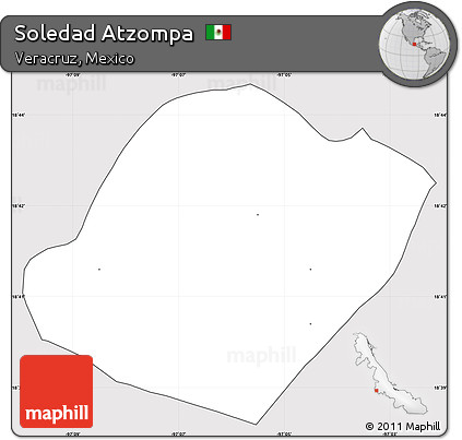 Silver Style Simple Map of Soledad Atzompa, cropped outside
