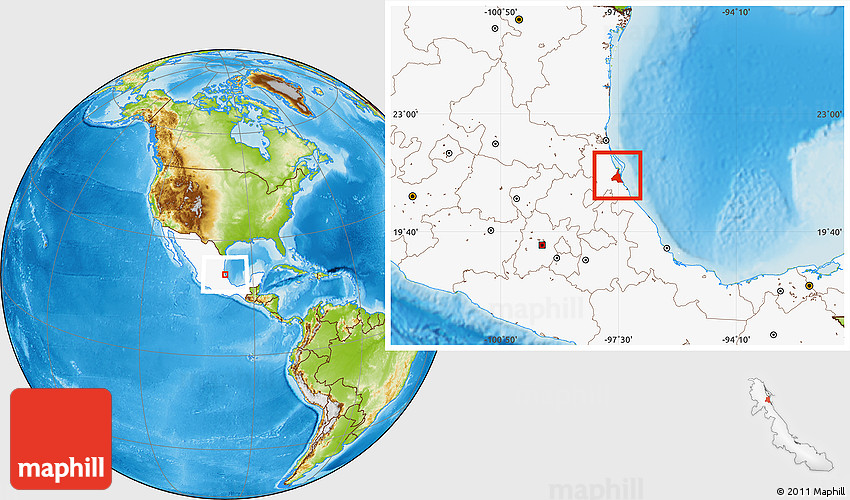 Physical Location Map of Tamiahua, highlighted country