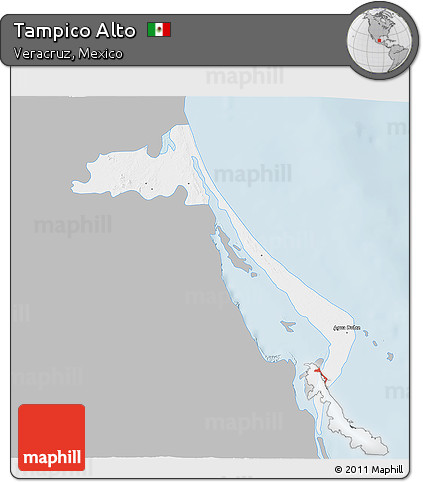 Gray 3D Map of Tampico Alto, single color outside