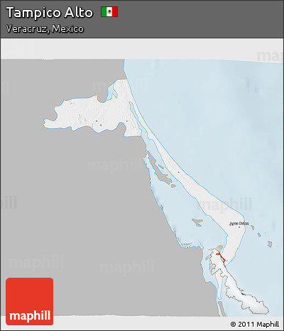 Gray 3D Map of Tampico Alto, single color outside