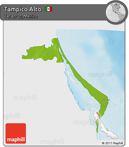 Physical 3D Map of Tampico Alto, single color outside