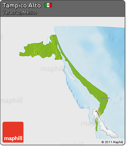 Physical 3D Map of Tampico Alto, single color outside